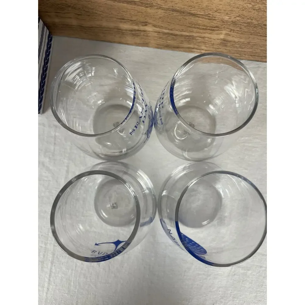 Two's Company Ship Wrecked Stemless Wine Glasses Set 4 Nauti Girl Bad Buoy New
